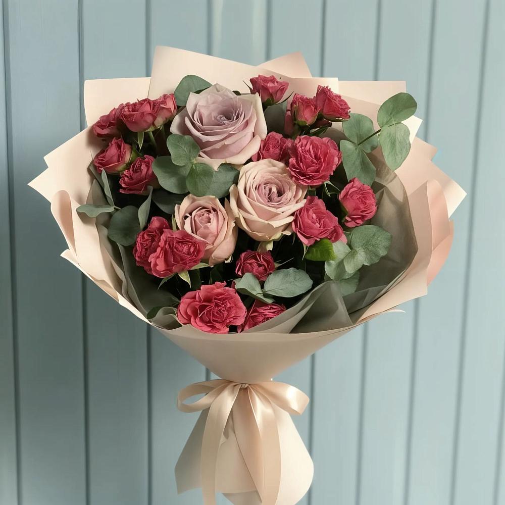 Букет цветов из: Гвоздики и Розы в Мегете