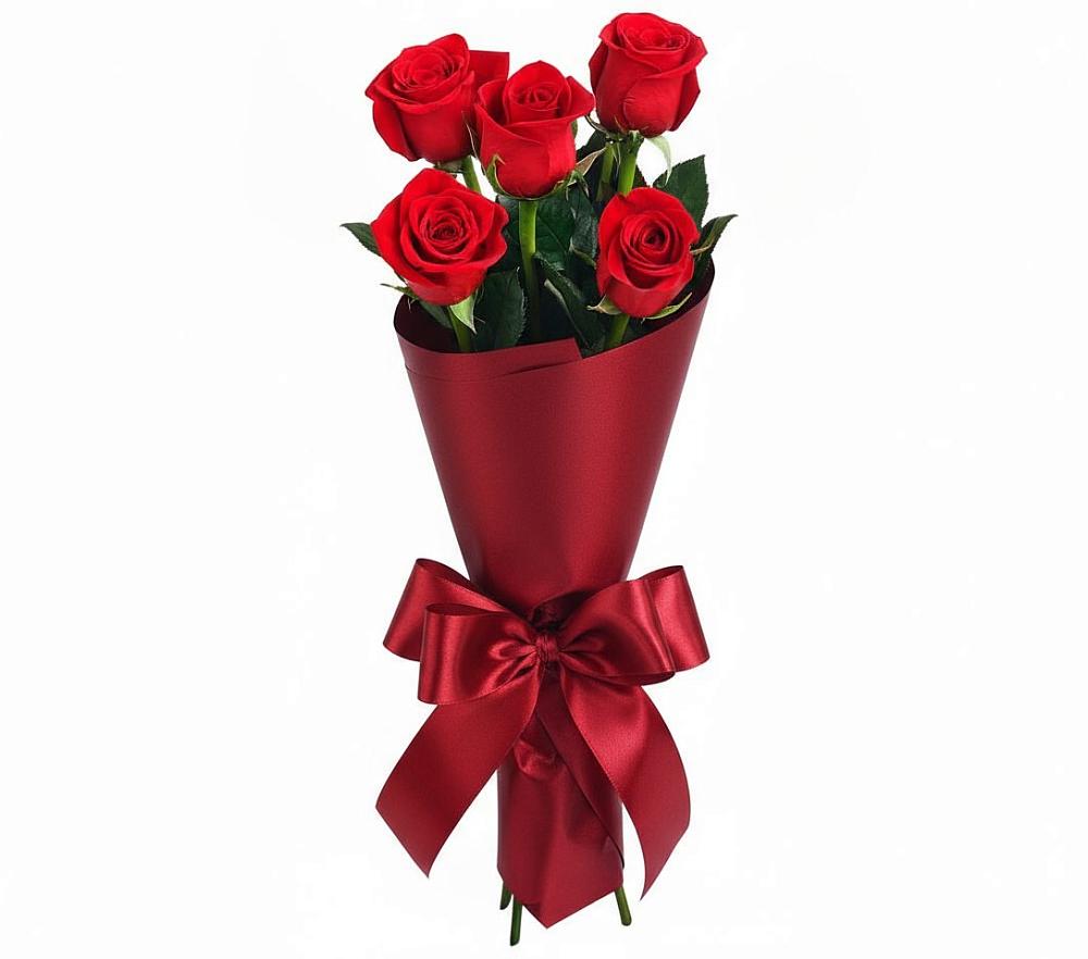 Букет 5 Красных роз Эдлесс Лав в Мегете
