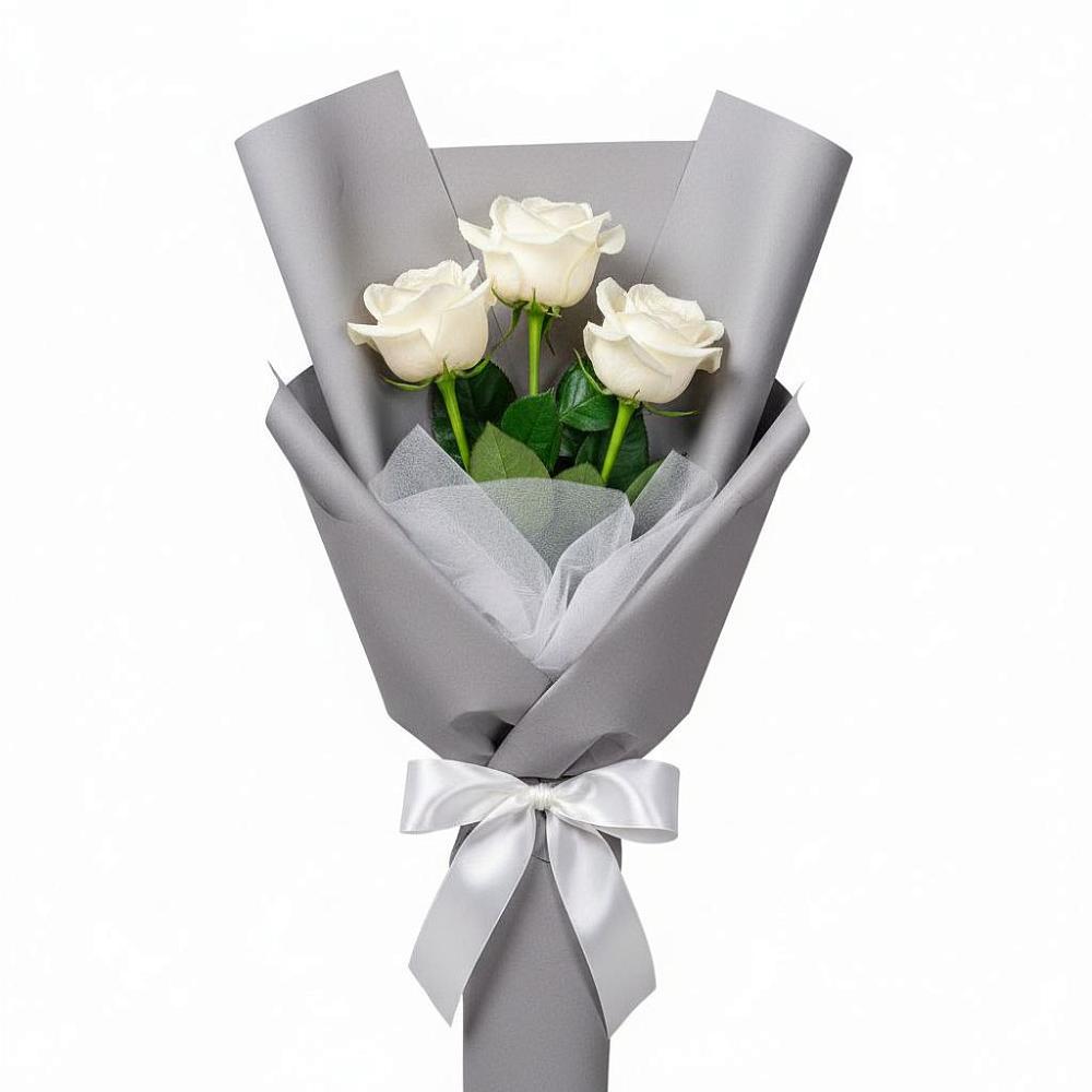 Букет 3 белые розы в Мегете