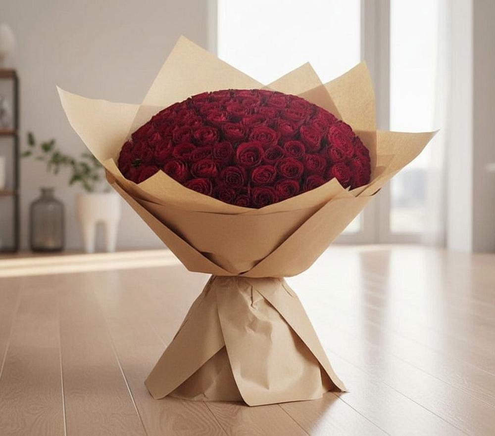 Букет 101 Красная роза в Мегете