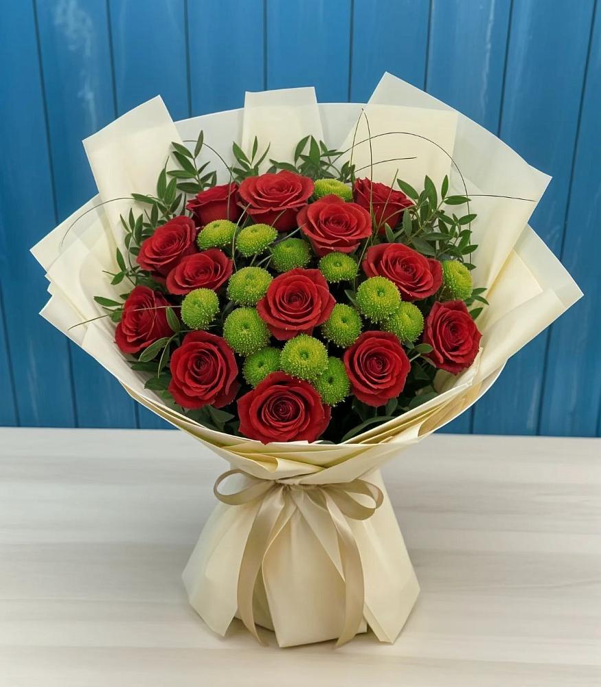 Букет цветов из: Розы и Хризантемы в Мегете