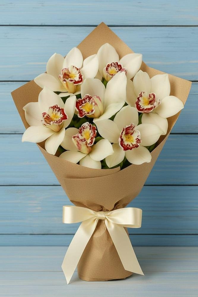 Букет цветов из: Орхидеи и Розы в Мегете